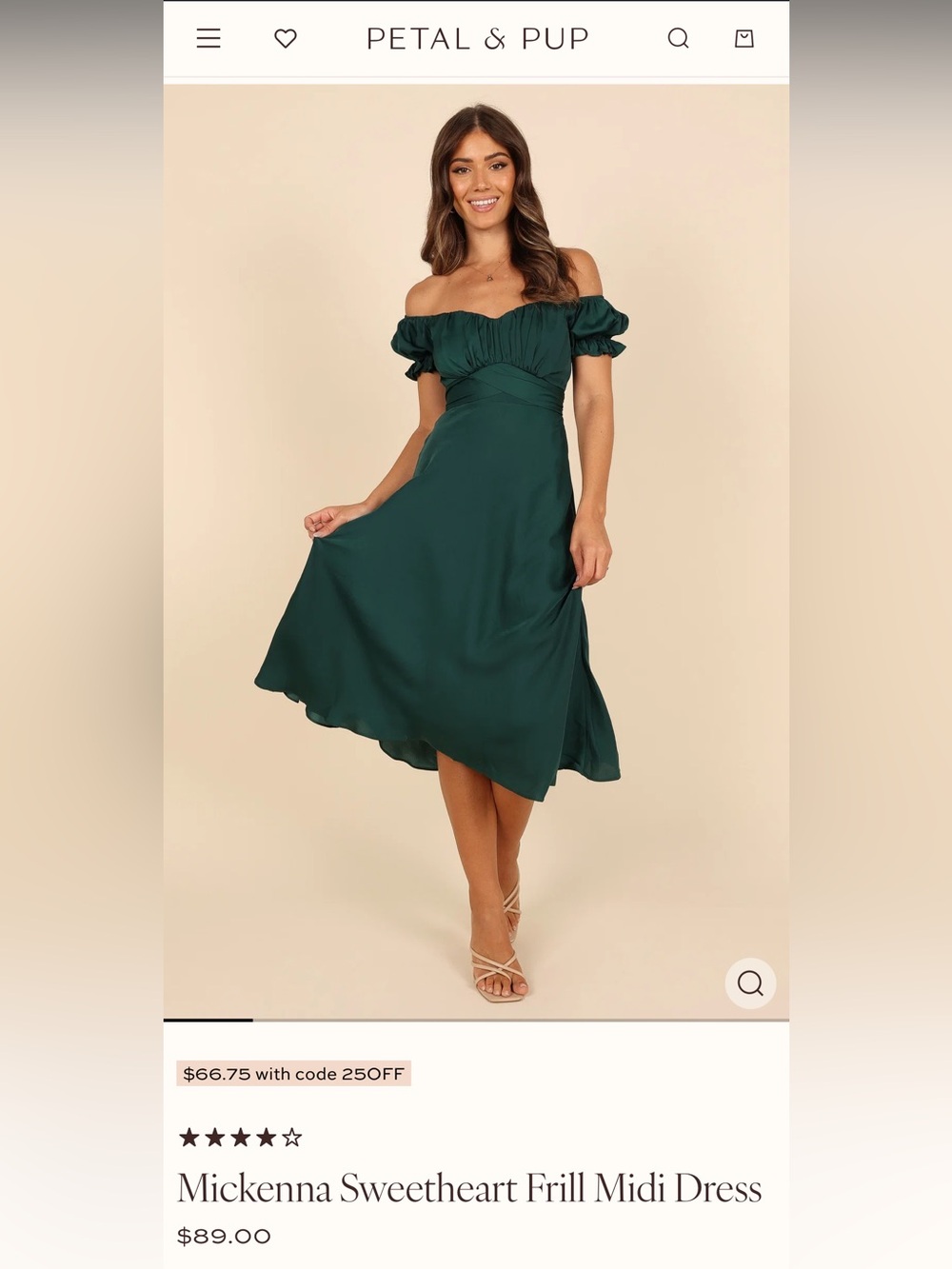 NEW Petal & Pup Mickenna Sweetheart Frill Midi Dress Emerald Green, Wedding - Picture 2 of 10